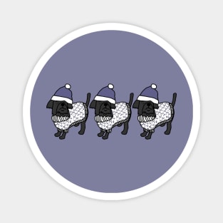 Three Cute Dogs Blue Hat Christmas Winter Sweater Magnet